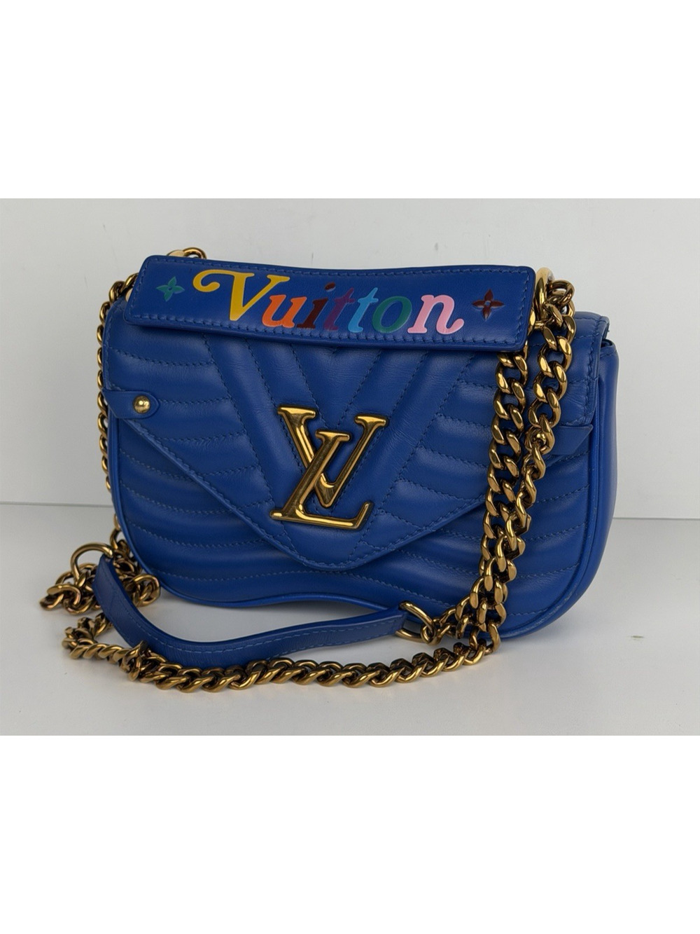 Louis Vuitton New Wave Chain Bag PM Blue Neon Colorful "Vuitton" 2019 F1
